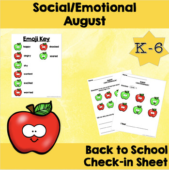 Preview of Student Check-in Sheet Social, Emotional, Mental Health Back to School Easel