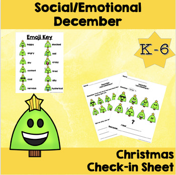 Preview of Student Check-in Sheet Social, Emotional, Mental Health Christmas No Prep Easel