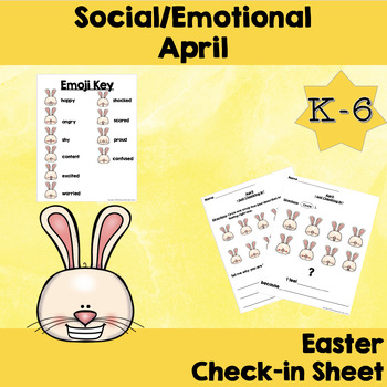 Preview of Student Check-in Sheet Social, Emotional, Mental Health Easter No Prep Easel