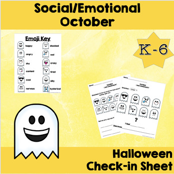 Preview of Student Check-in Sheet Social, Emotional, Mental Health Halloween No Prep Easel