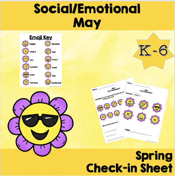 Preview of Student Check-in Sheet Social, Emotional, Mental Health Spring No Prep Easel