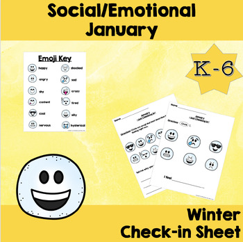 Preview of Student Check-in Sheet Social, Emotional, Mental Health Winter No Prep Easel