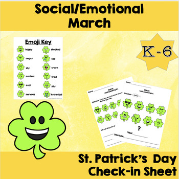 Preview of Student Check-in Social, Emotional, Mental Health St. Patrick's No Prep Easel
