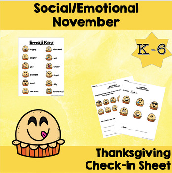 Preview of Student Check-in Social, Emotional, Mental Health Thanksgiving  No Prep Easel