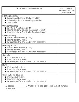 Preview of Student Checklist (Editable)