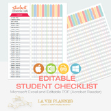 Student Checklist Editable - Teacher Binder | Student Reco