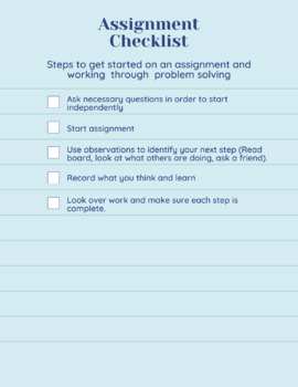 Preview of Student Checklist for Building Independence