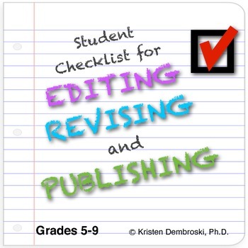 Preview of Student Checklist for Editing, Revising, and Publishing