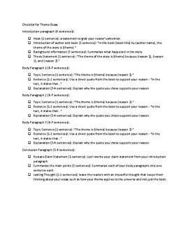 general checklist for essays