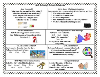 Preview of Student Choice Board - Writing About What You're Reading!