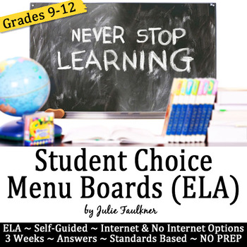 Preview of Student Choice Menu Boards, High School ELA