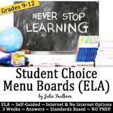 Student Choice Menu Boards, High School ELA