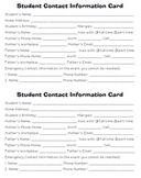 Student Contact Information Card {English & Spanish}