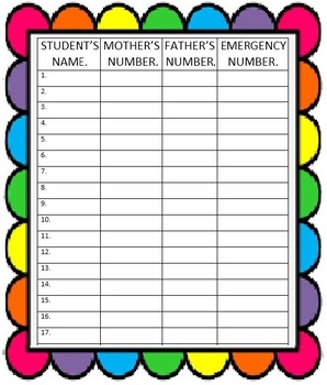 Student Contact list by mimi lv | TPT