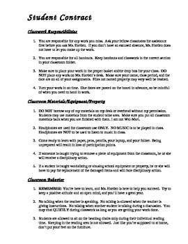 Student Contract by Jill Harden | TPT