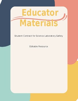 Preview of Student Contract for Science Laboratory Safety (editable resource)