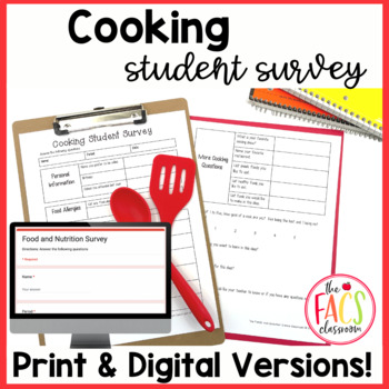 Preview of Cooking, Food & Nutrition Student Survey | First Day of School Activity | FCS