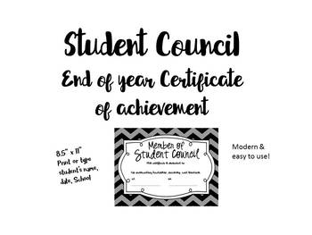 Preview of Student Council Certificate of Achievement