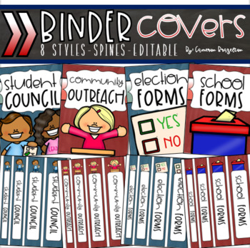 Preview of Student Council Leadership Government Binder Covers and Spines Editable