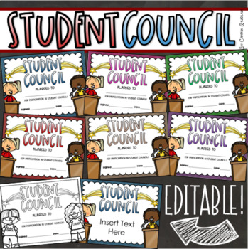 Preview of Student Council Leadership Government End of the Year Award Certificate Editable