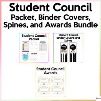 Preview of Student Council Packet, Binder Covers, Spine and Awards Mega Bundle
