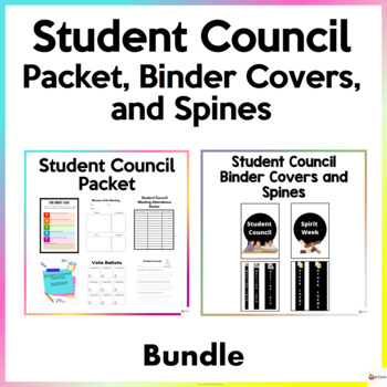 Preview of Student Council Packet, Binder Covers, and Spine Bundle