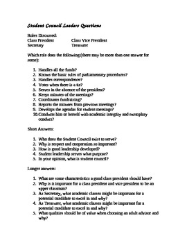 student council essay questions