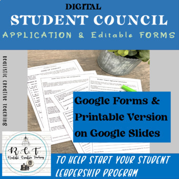Preview of Student Council/ Student Leadership Application & Forms Google Digital Version