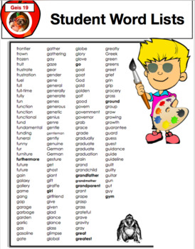 creative writing word list