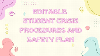 Preview of Student Crisis Procedures and Safety Plan- EDITABLE TEMPLATE!
