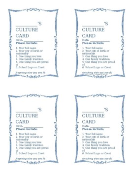Preview of Student Culture Cards