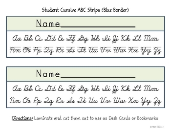 Student Cursive Alphabet Strips By Msjordanreads Tpt