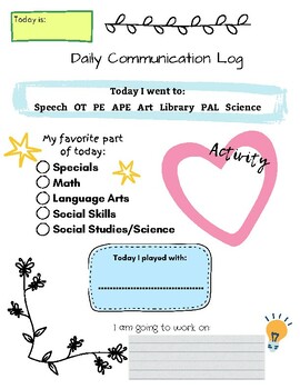 Preview of Student Daily Communication Log/Reflection