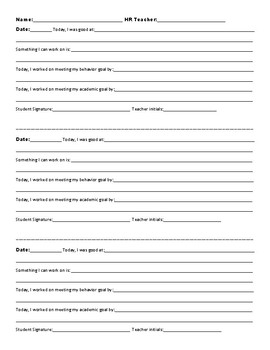 Preview of Student Daily Goal and Behavior Reflection Sheet