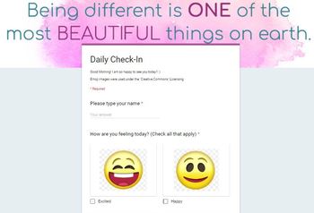 Preview of Student Daily Mood Check-In Google Form Distance Learning