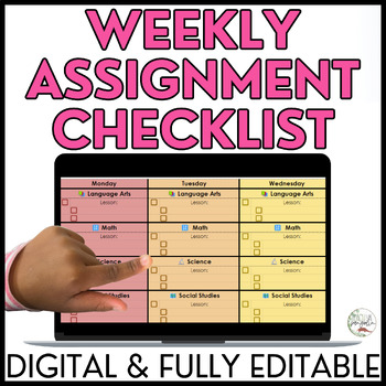 Preview of Student Daily Self Monitoring Checklist - Editable Work Completion Checklist