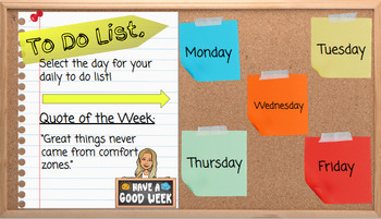 Preview of Student - Daily To Do List for the Week