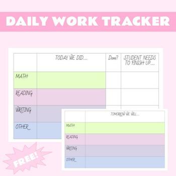 Preview of Student Daily Work Tracker