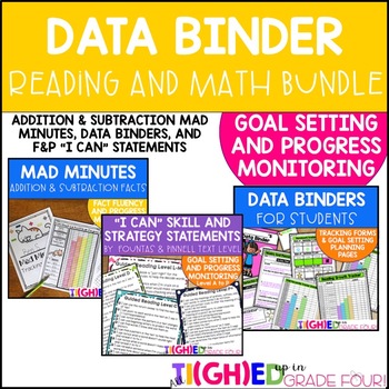 Preview of Student Data Binders BUNDLE Reading & Math Goal Setting & Progress Monitoring