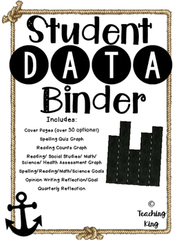 Preview of Student Data Binder, Graphs, Goals and Reflection: Anchor Nautical RopeTheme