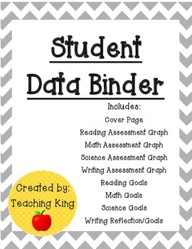 Preview of UPDATED: Editable Student Data Binder, Graphs and Goals: Gray Chevron Theme