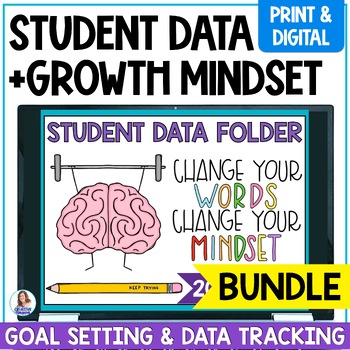 Preview of Student Data Binders - Data Tracking - Goal Setting - Growth Mindset Activities