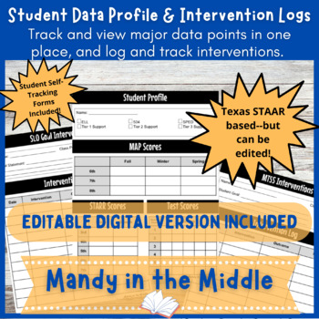 Preview of Student Data Profile, Intervention Logs (SLO Goal and MTSS), and Student Forms