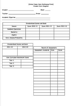 Preview of Student Data Snapshot Conference Tracking Form