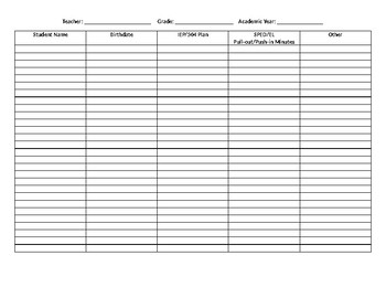 Student Data Spreadsheet by MG Teach | TPT