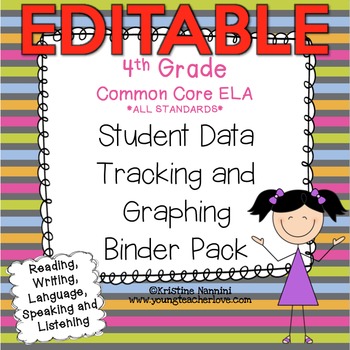 Preview of Student Data Tracking Binder - 4th Grade ELA - Editable