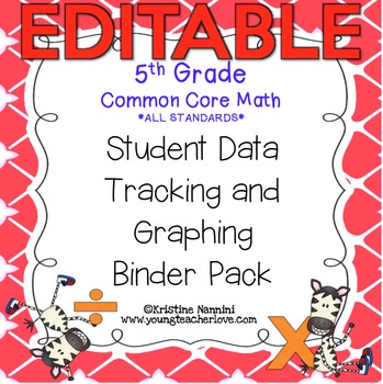 Preview of Student Data Tracking Binder - 5th Grade Math - Editable