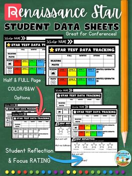 Preview of STAR Data Tracking Sheets | Reading & Math | Student Reflection | 1/2 & Full Pgs