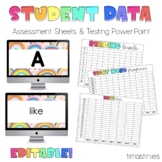Student Data Tracking Sheets and Slides | Reading Levels, 