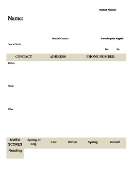 Preview of Student Data and Parent Communication Template